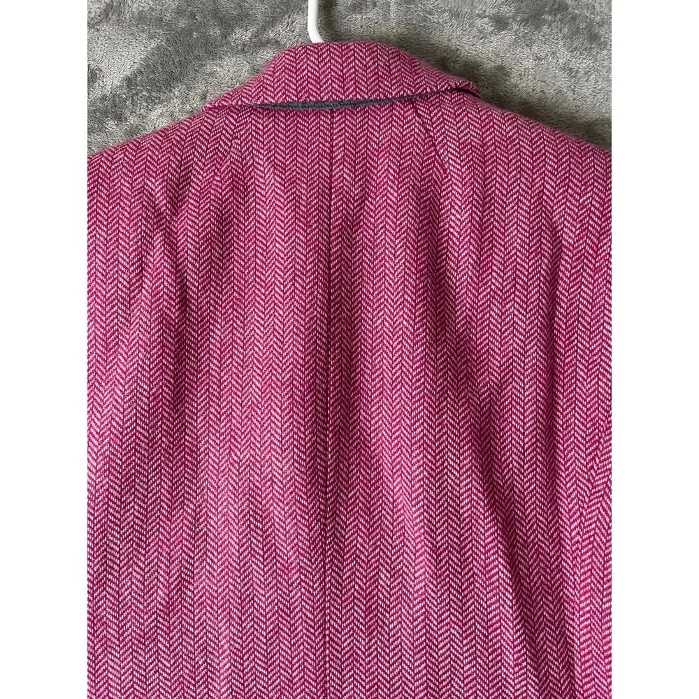 J.Crew Wool Blend Schoolboy Blazer Pink Herringbone Gold Button Size 4
